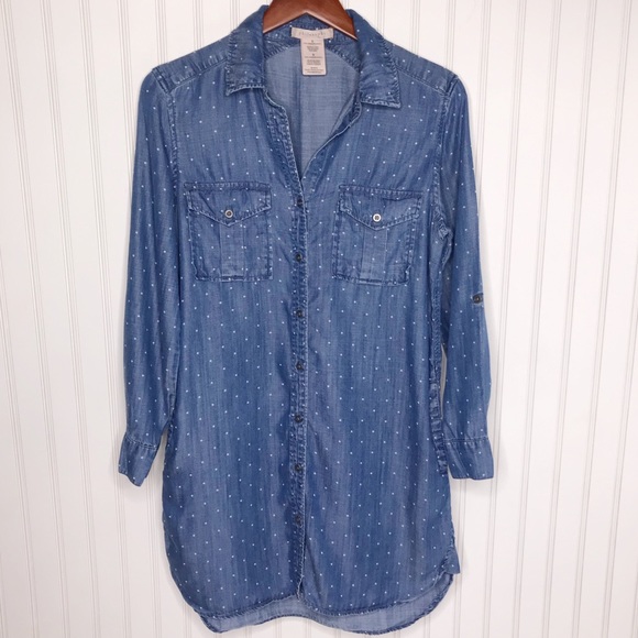 Philosophy Dresses & Skirts - Philosophy Chambray Dress Button Down Polka Dot Sm